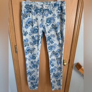 MOSSIMO SUPPY CO. Blue Floral Mid-Rise 98% Cotton Skinny Jeans Junior’s Size 7